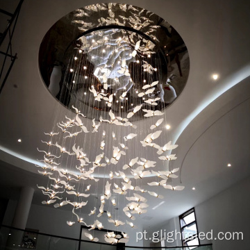 Luz de lustre de vidro decorativo em forma de pássaro personalizado de estilo moderno